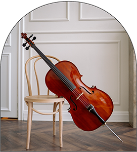 Cell Music Instrument leaning on chair