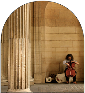 Main playing Cello Music Instrument in outside building