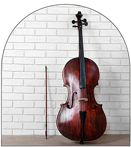  Cello Music Instrument leaning on brick wall