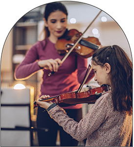 Women and Child playing Violin